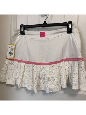 Eleven By Venus Williams Devotion Skort In White With Hot Pink Trim Size Medium